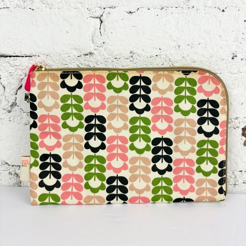 Orla Kiely Floral Print Cosmetic Travel Bag Flat Clutch